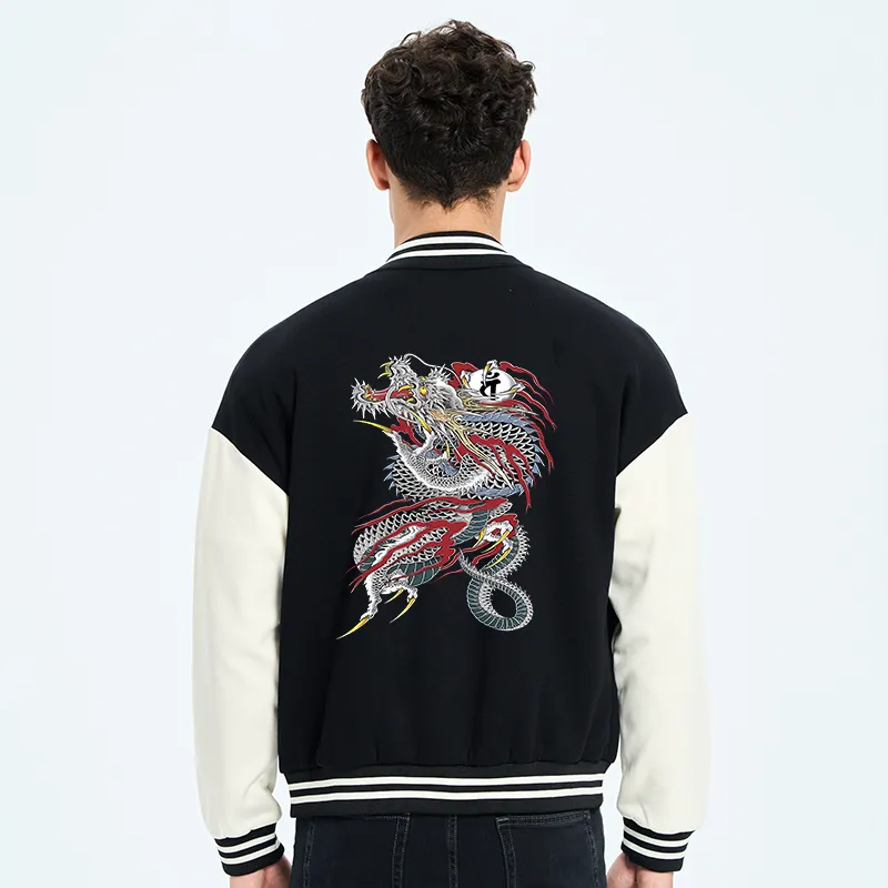 Tokyo-Tiger Dragon of Dojima Embroidery Varsity Jacket