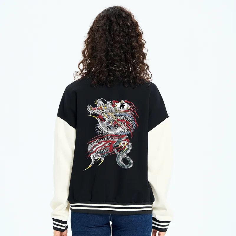 Tokyo-Tiger Dragon of Dojima Embroidery Varsity Jacket