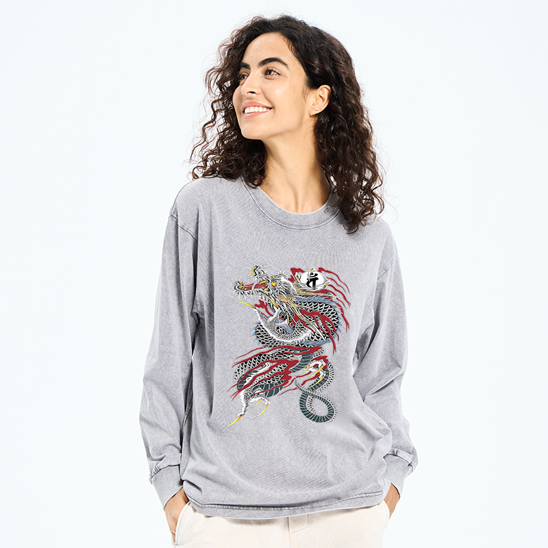 Tokyo-Tiger Dragon of Dojima Washed Long Sleeve T-Shirt