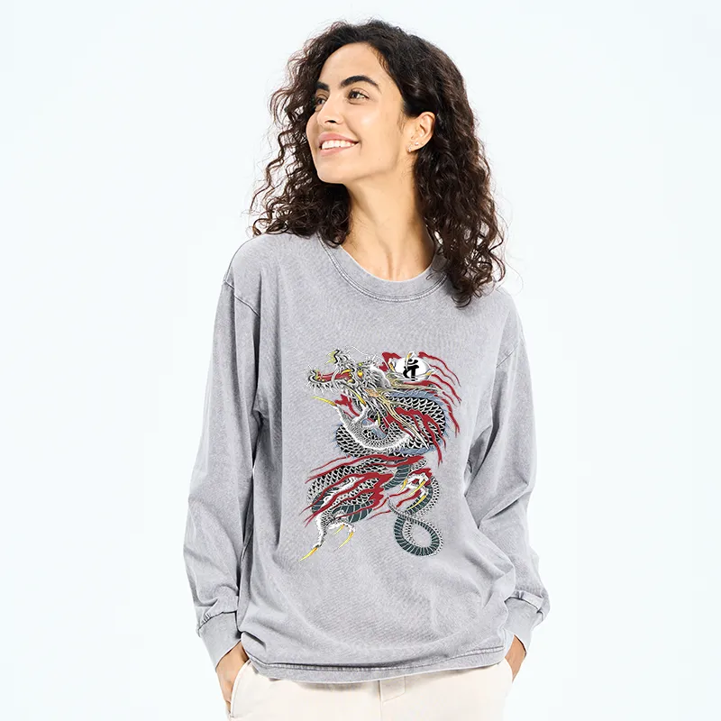 Tokyo-Tiger Dragon of Dojima Washed Long Sleeve T-Shirt