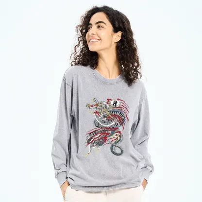 Tokyo-Tiger Dragon of Dojima Washed Long Sleeve T-Shirt