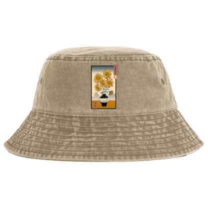 Tokyo-Tiger Sunflowers Ukiyo-e Washed Bucket Hat
