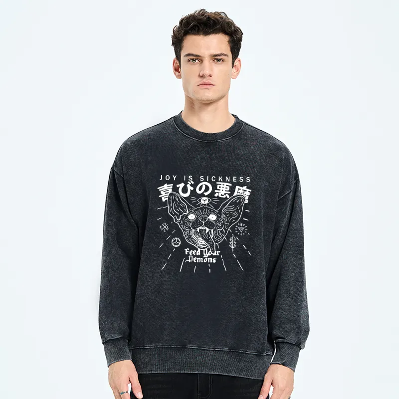 Tokyo-Tiger Joy Is Sickness Washed Sweatshirt