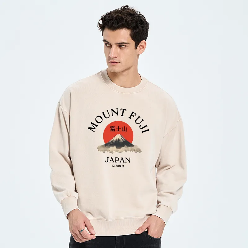 Tokyo-Tiger Japan Mount Fuji Sun Unisex Washed Sweatshirt