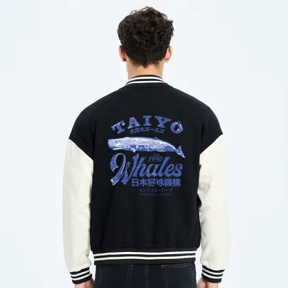 Tokyo-Tiger Japan Taiyo Whales Embroidery Varsity Jacket