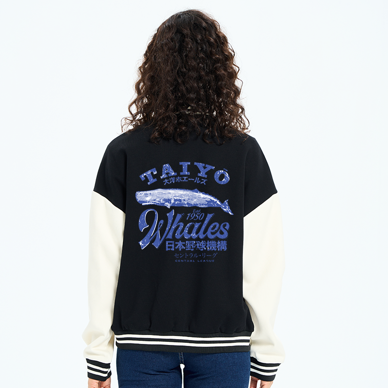 Tokyo-Tiger Japan Taiyo Whales Embroidery Varsity Jacket