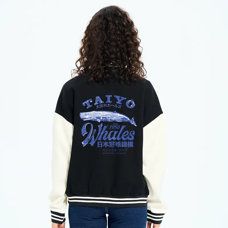 Tokyo-Tiger Japan Taiyo Whales Embroidery Varsity Jacket
