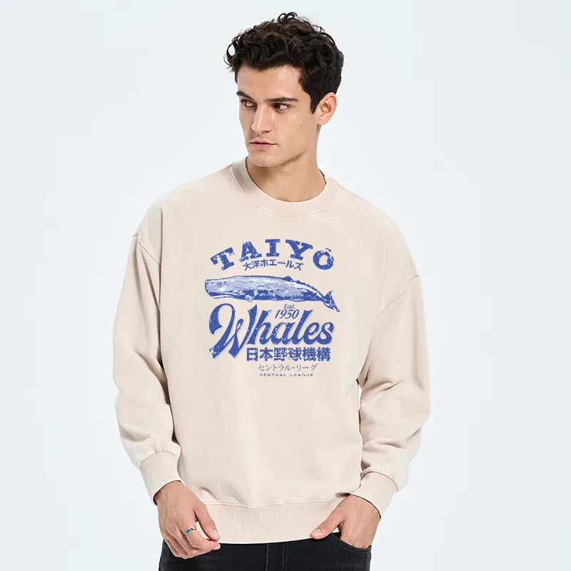 Tokyo-Tiger Japan Taiyo Whales Washed Sweatshirt