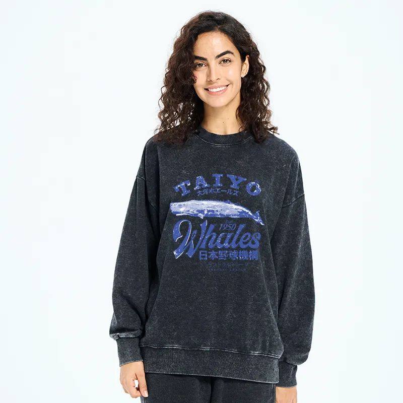 Tokyo-Tiger Japan Taiyo Whales Washed Sweatshirt
