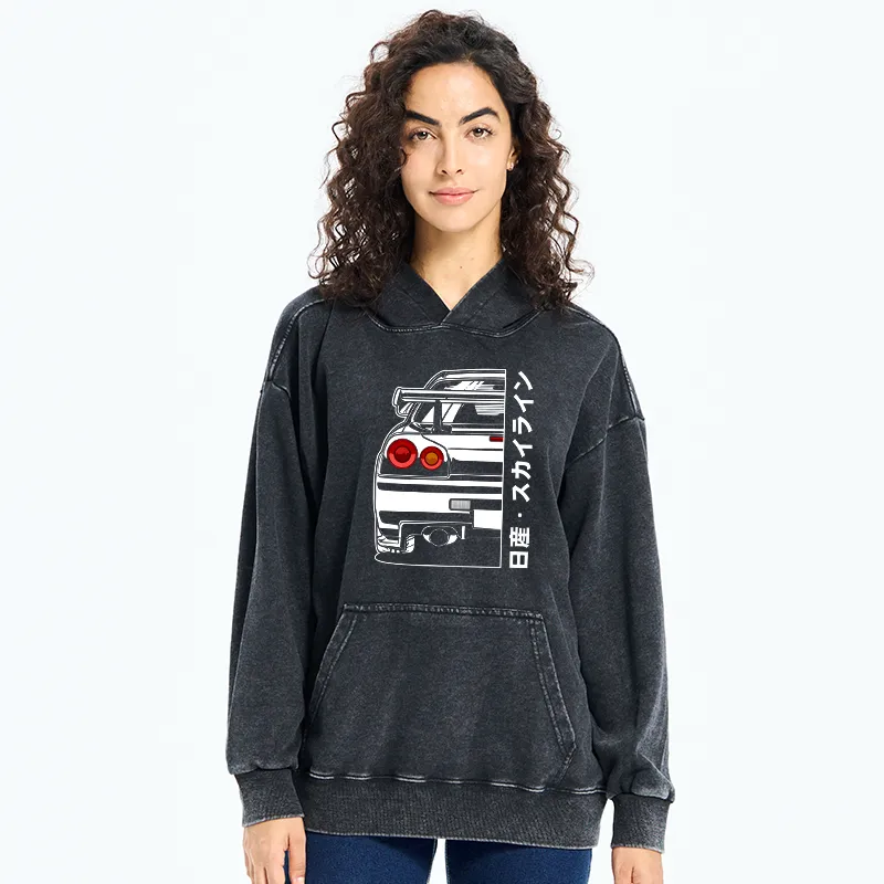 Tokyo-Tiger Nissan Skyline GTR R34 Washed Hoodie