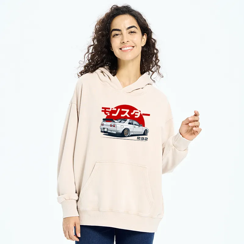 Tokyo-Tiger Monster. Skyline R32 GTR Washed Hoodie