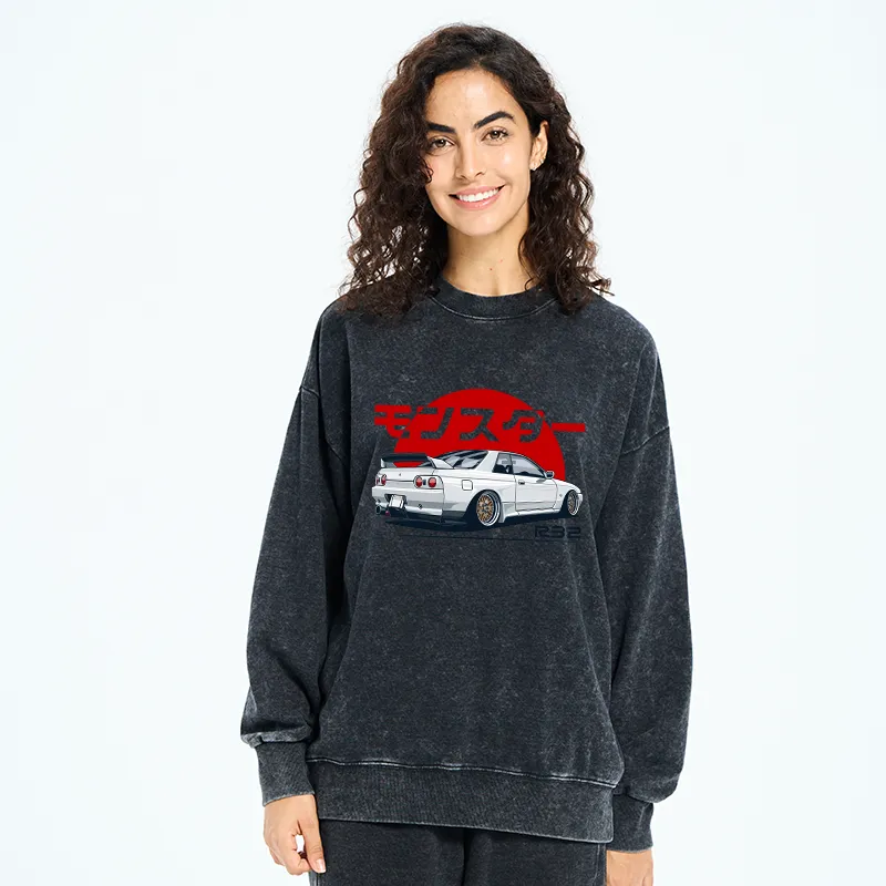 Tokyo-Tiger Monster. Skyline R32 GTR Washed Sweatshirt
