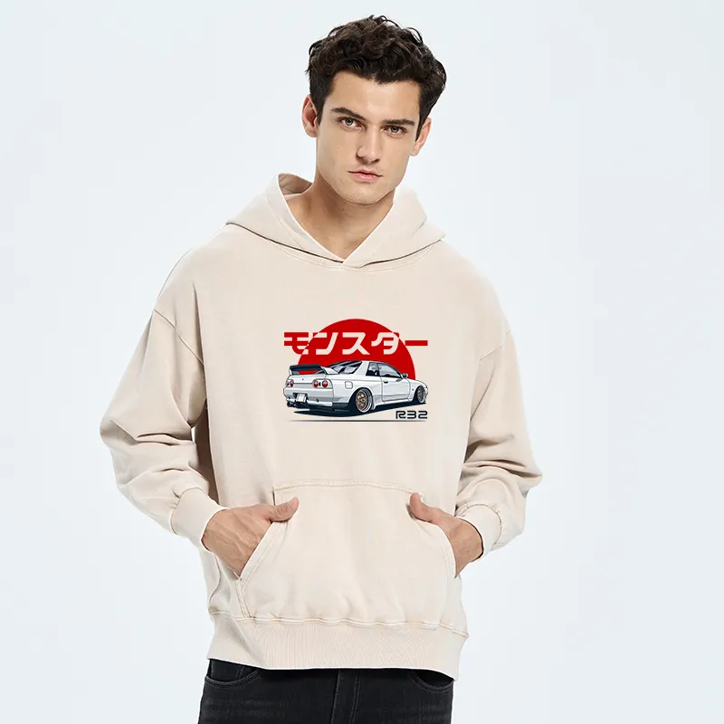 Tokyo-Tiger Monster. Skyline R32 GTR Washed Hoodie