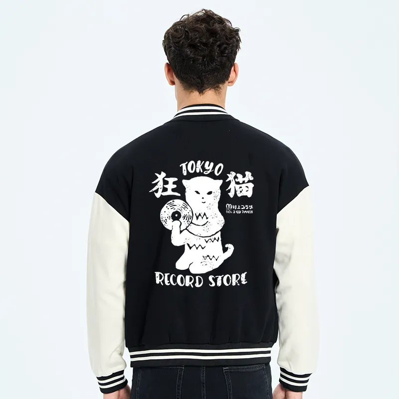 Tokyo-Tiger Tokyo Record Store Cat CD Embroidery Varsity Jacket