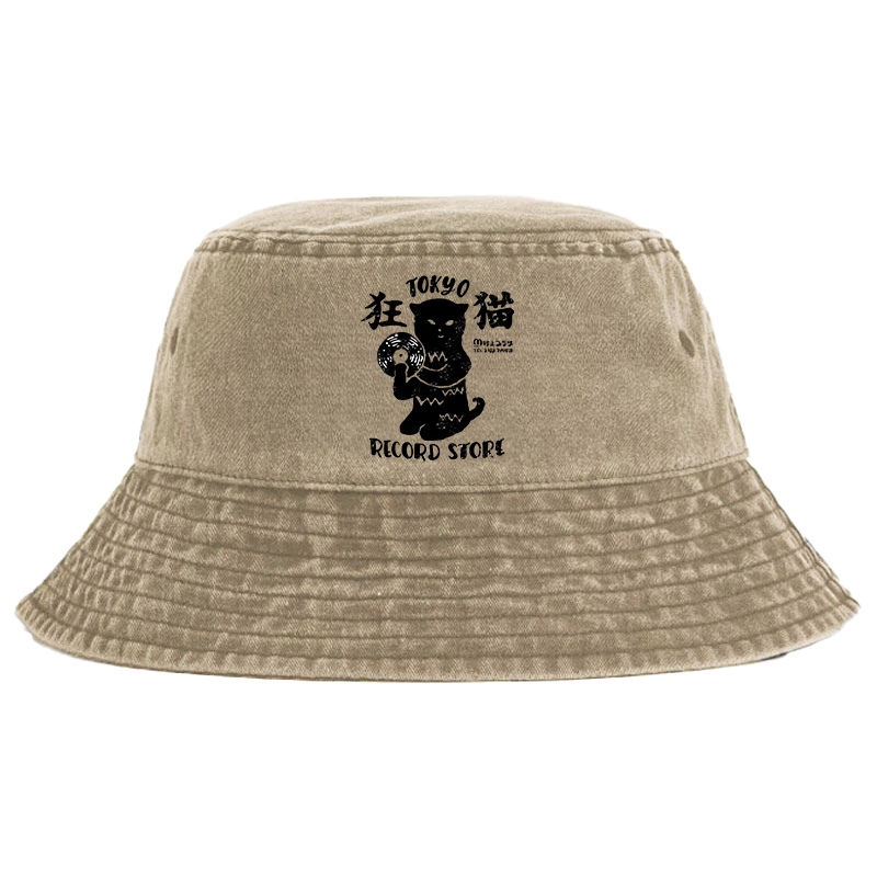 Tokyo-Tiger Tokyo Record Store Cat CD Washed Bucket Hat