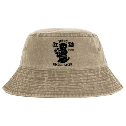 Tokyo-Tiger Tokyo Record Store Cat CD Washed Bucket Hat