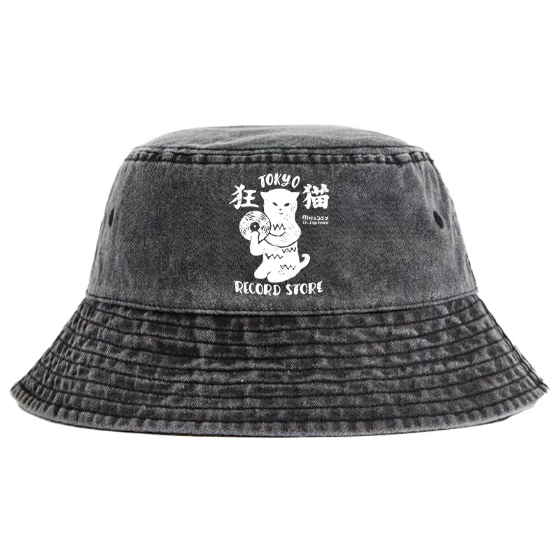Tokyo-Tiger Tokyo Record Store Cat CD Washed Bucket Hat