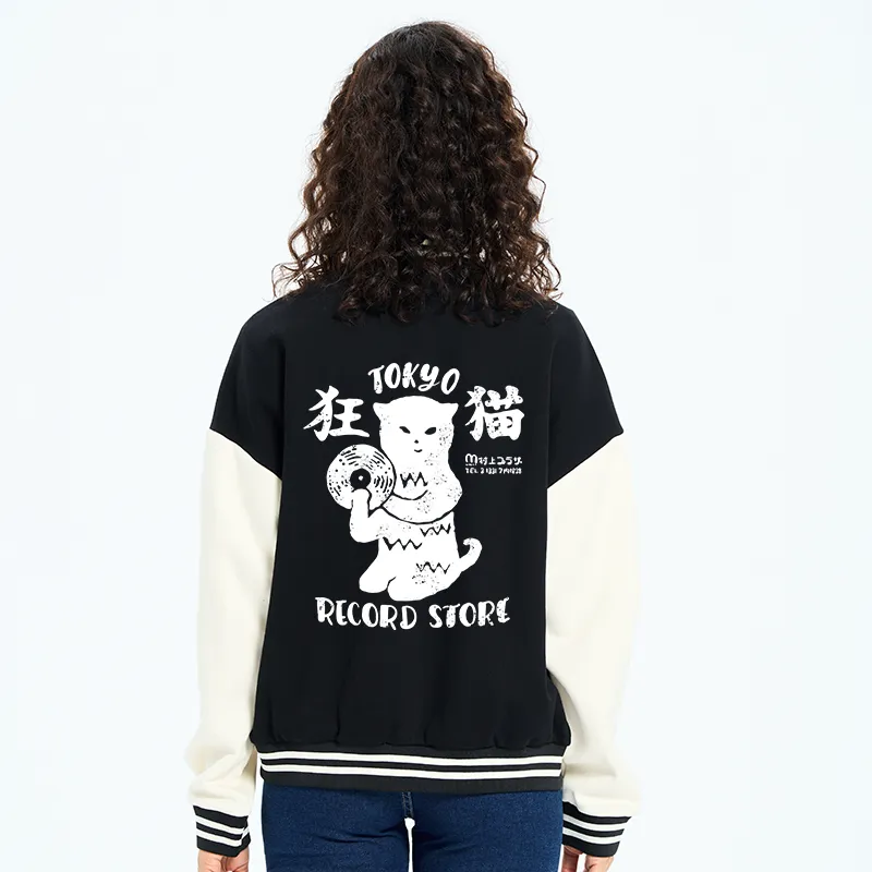 Tokyo-Tiger Tokyo Record Store Cat CD Embroidery Varsity Jacket
