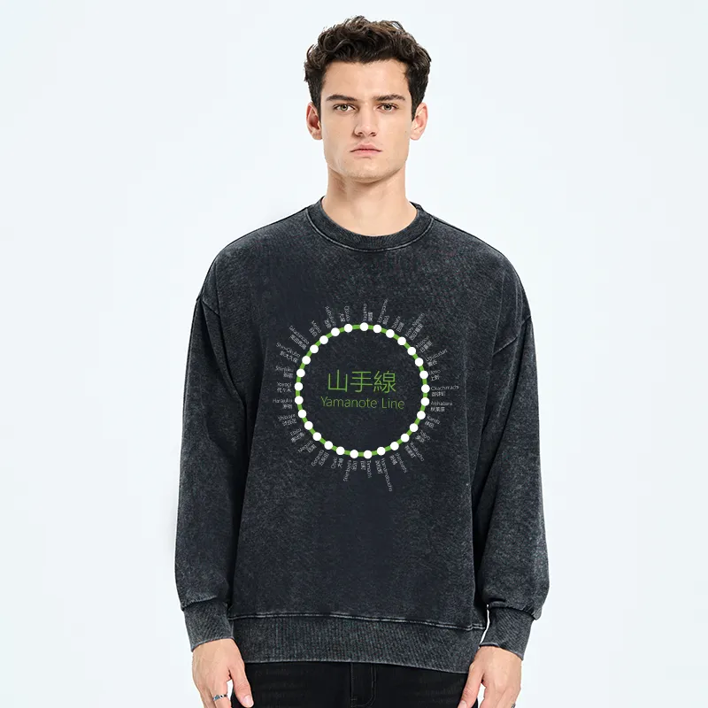 Tokyo-Tiger Yamanote Line Stations Circle Washed Sweatshirt