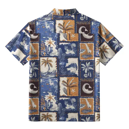 Tokyo-Tiger Island Shore Element Collage Aloha Hawaiian Shirt