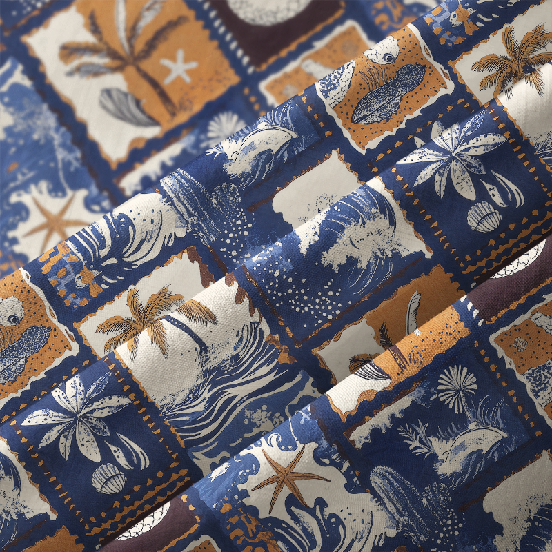 Tokyo-Tiger Island Shore Element Collage Aloha Hawaiian Shirt