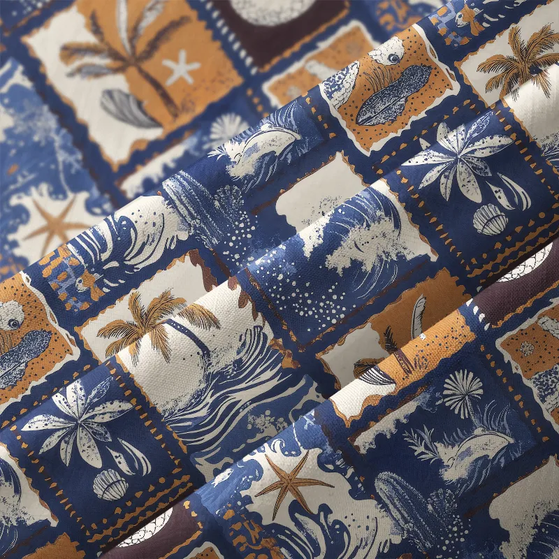 Tokyo-Tiger Island Shore Element Collage Aloha Hawaiian Shirt