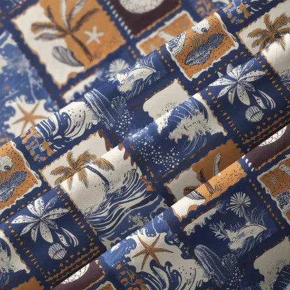 Tokyo-Tiger Island Shore Element Collage Aloha Hawaiian Shirt