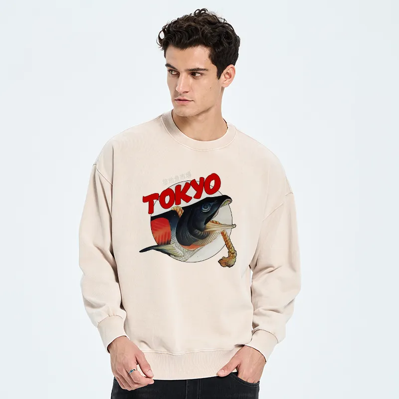 Tokyo-Tiger Vintage Japanese Tsukiji Fish Market Washed Sweatshirt
