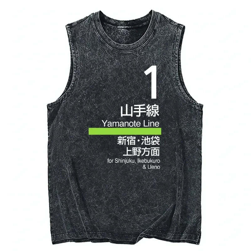 Tokyo-Tiger Tokyo Yamanote Line Platform Sign Washed Tank Sale