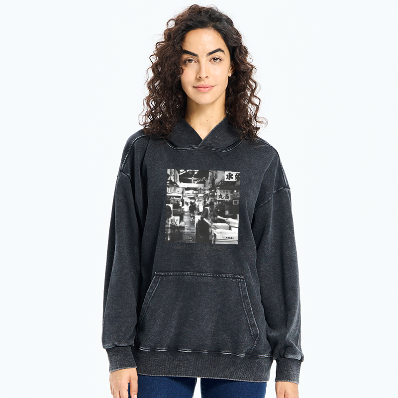 Tokyo-Tiger Tsukiji Fish Market Photo Washed Hoodie
