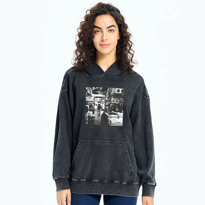 Tokyo-Tiger Tsukiji Fish Market Photo Washed Hoodie