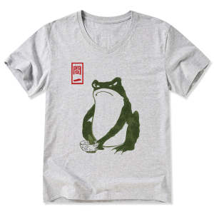 Image of Tokyo-Tiger Woodblock Print Frog V-Neck Classic T-Shirt