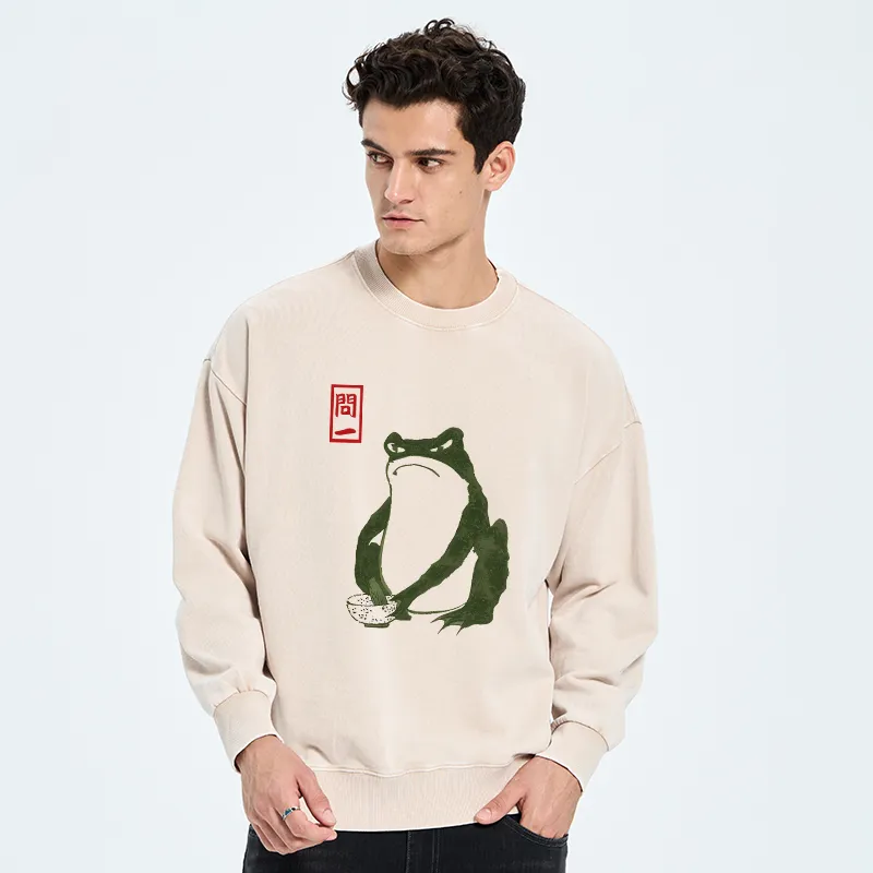 Tokyo-Tiger Woodblock Print Frog Washed Sweatshirt