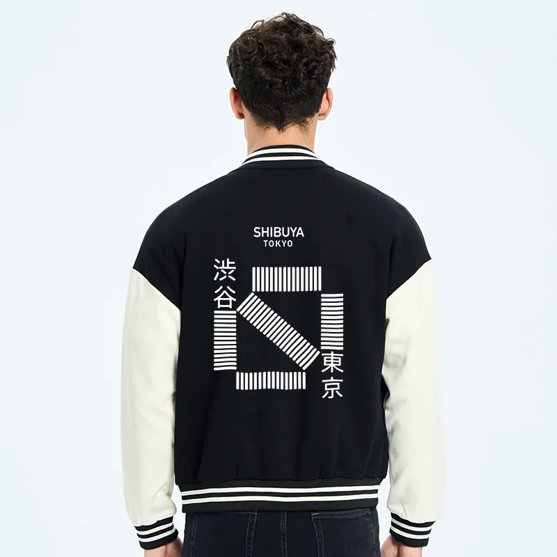 Tokyo-Tiger Japanese Shibuya Crossing Embroidery Varsity Jacket