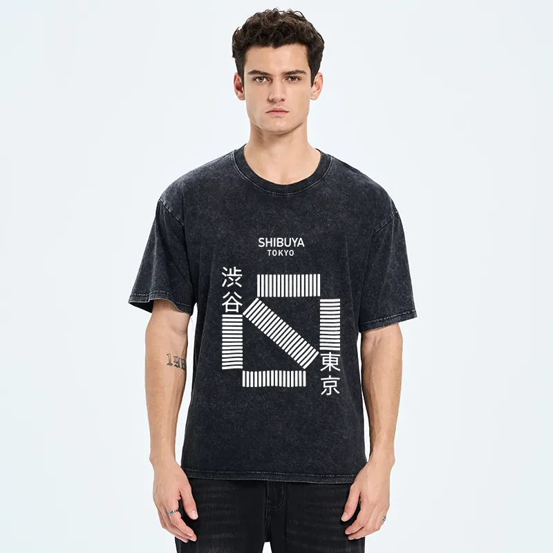 Tokyo-Tiger Japanese Shibuya Crossing Washed T-Shirt