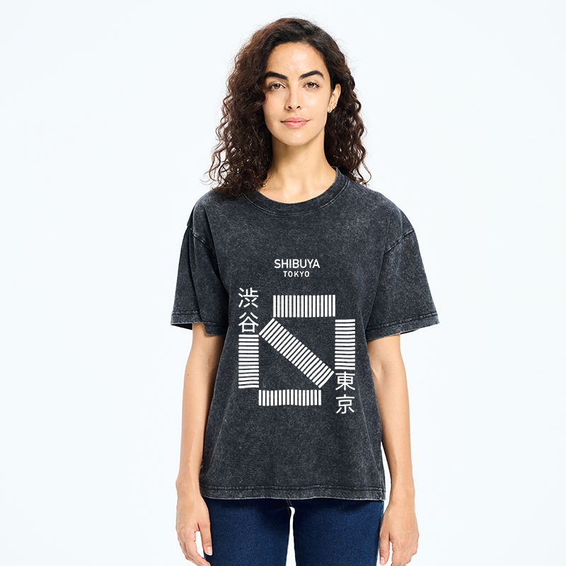 Tokyo-Tiger Japanese Shibuya Crossing Washed T-Shirt