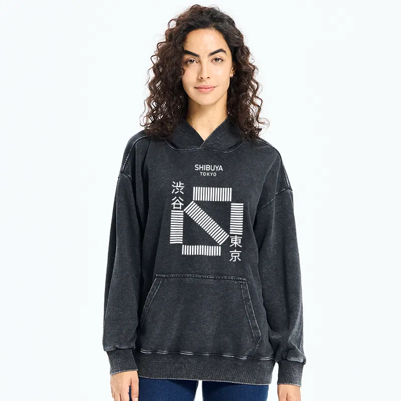 Tokyo-Tiger Japanese Shibuya Crossing Washed Hoodie