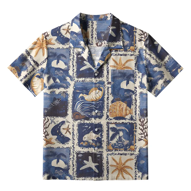 Tokyo-Tiger Marine Life Collage Aloha Hawaiian Shirt