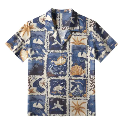 Tokyo-Tiger Marine Life Collage Aloha Hawaiian Shirt
