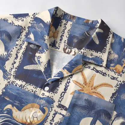 Tokyo-Tiger Marine Life Collage Aloha Hawaiian Shirt