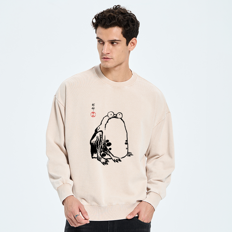 Tokyo-Tiger Grumpy Frog Matsumoto Hoji Washed Sweatshirt