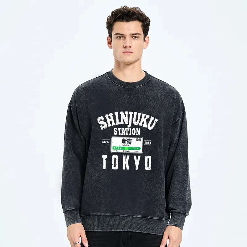 Tokyo-Tiger Shinjuku Station Yamanote Line Washed Sweatshirt