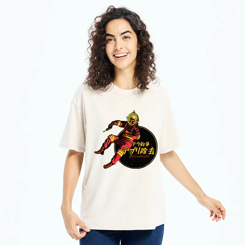 Tokyo-Tiger Skeleton Astronaut Washed T-Shirt