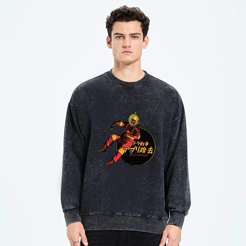 Tokyo-Tiger Skeleton Astronaut Washed Sweatshirt