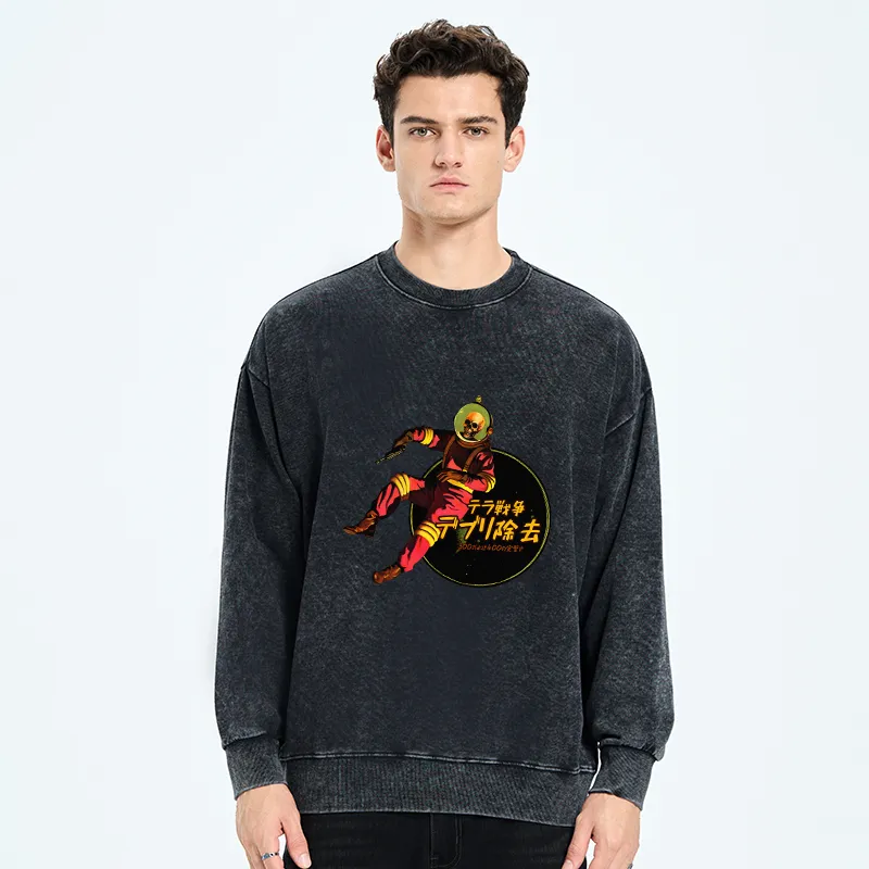 Tokyo-Tiger Skeleton Astronaut Washed Sweatshirt