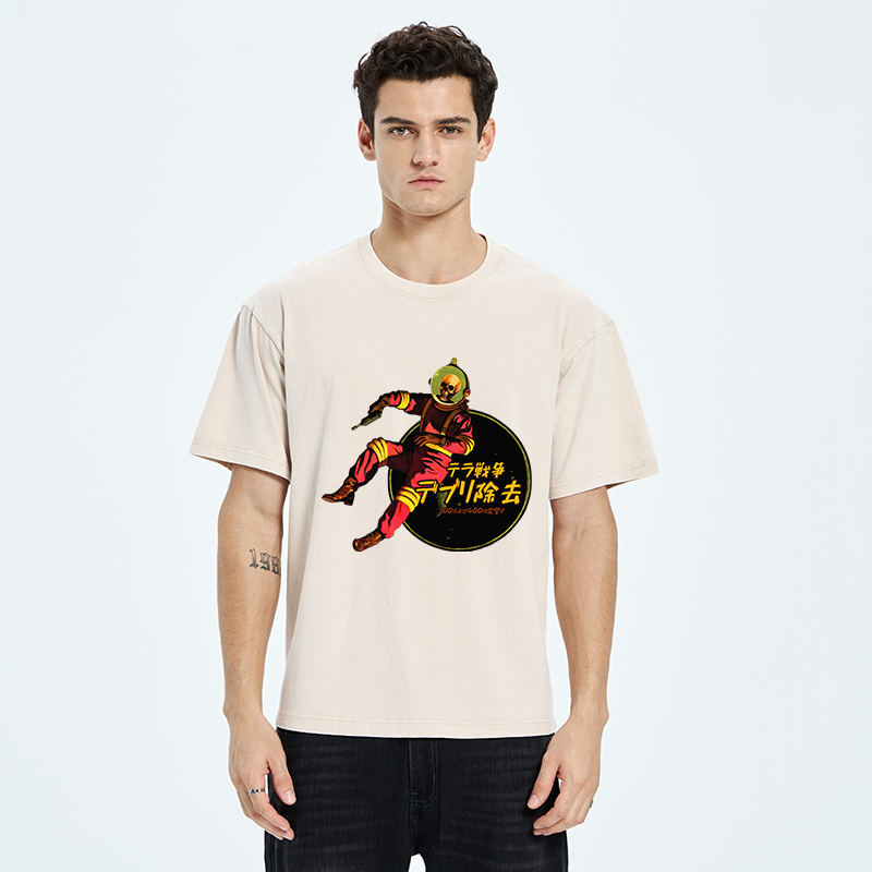 Tokyo-Tiger Skeleton Astronaut Washed T-Shirt