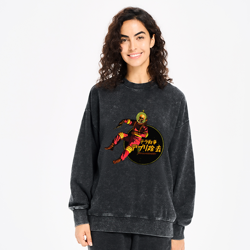 Tokyo-Tiger Skeleton Astronaut Washed Sweatshirt