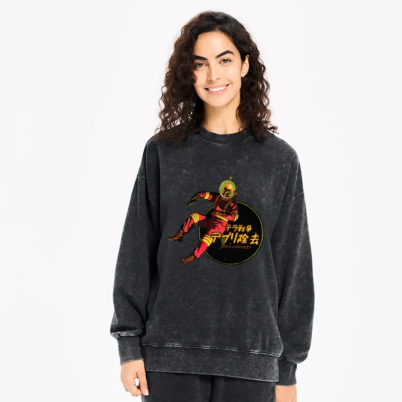 Tokyo-Tiger Skeleton Astronaut Washed Sweatshirt
