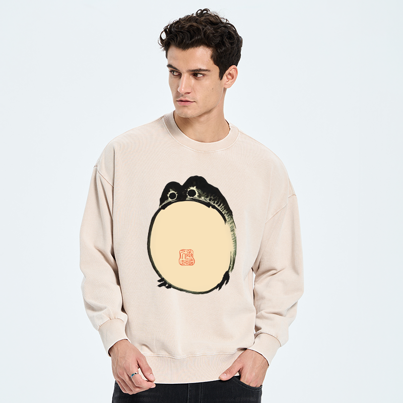 Tokyo-Tiger Grumpy Frog Japanese Washed Sweatshirt