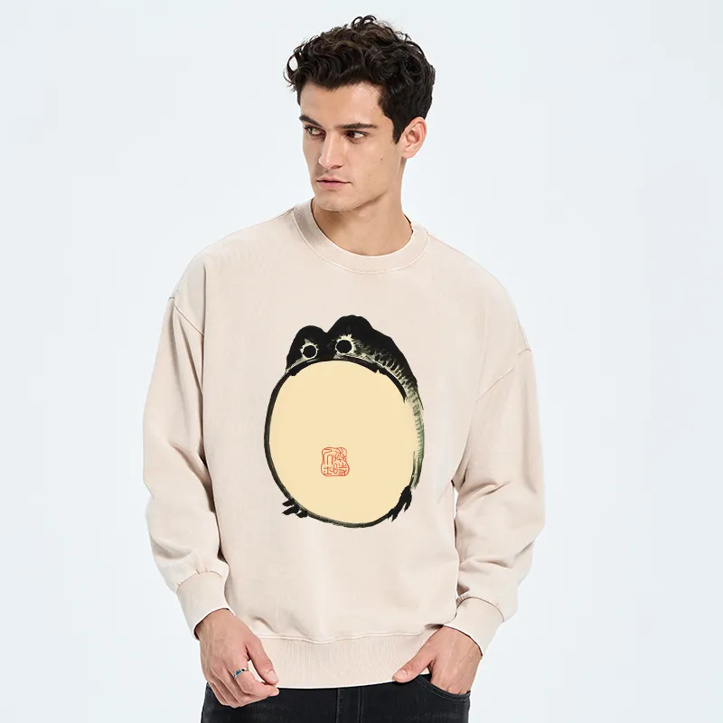 Tokyo-Tiger Grumpy Frog Japanese Washed Sweatshirt